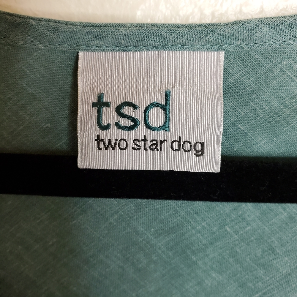 tds Two Star Dog green ruffled top size M - Picture 4 of 6